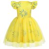 HenzWorld Joy Costume Dress for Girls Inside&Out 2 Cartoon Joy Costume Fancy Dress Up Flutter Sleeve Tulle Dresses Pretend Play Christmas Birthday Gifts Outfit Yellow Size 10 9-10 Years