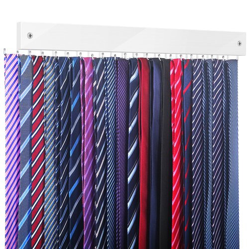 Tie Rack Wall Mounted Belt Hanger, 360° Rotating Tie Hanger Belt Organizer 20 Storage Hooks for Belt, Ties, Purse, Scarves, Tank Top, Hats, Medals
