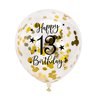 Gold 13th Confetti Latex Balloons, Girls or Boys Happy 13 Years Birthday Party Balloon Decoration With Confetti, 12in, 16 Pack