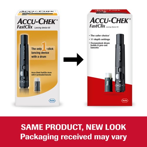 Accu-Chek FastClix Diabetes Lancing Device with 6 FastClix Lancets for Diabetic Blood Glucose Testing (Packaging May Vary)