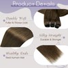 Full Shine Brown Weft Human Hair Extensions Sew In Extensions Straight Hair Color Medium Brown Hair Weft Extensions For Women Soft Silky Human Hair Bundles Hair Weft Human Hair Sew In 105G 18 Inch