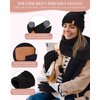 SENPUKI Womens Winter Beanie Hat Scarf Gloves Set, Cute Pom Pom Beanie with Warm Fleece Lined Long Knit Neck Scarf Touchscreen Gloves, 3 Piece Set for Cold Weather(Oatmeal)