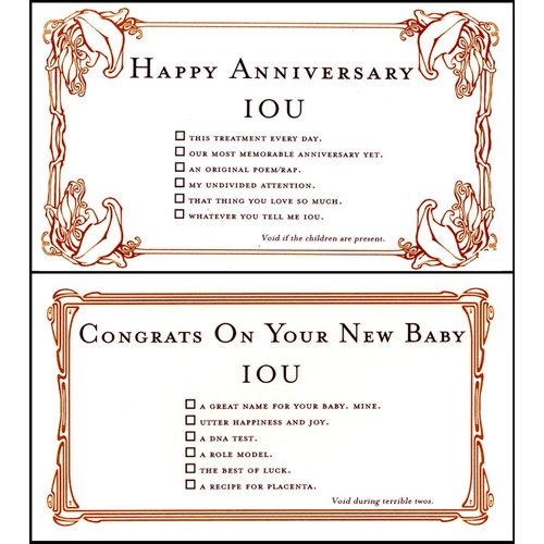 Quiplip IOU24026PCK IOU Greeting Cards, White 6 Pack