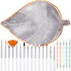 21 Pieces Nail Art Tools Kit, Resin Nail Art Palette Leaf Shape Mixing Palette and 20 Pieces Nail Art Design Brushes Golden Edge Resin Nail Holder Nail Gel Polish Colors Mixing Pallet (Grey)