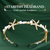 BARTOSI Starfish Headband Gold Pearl Bridal Headpiece Mermaid Hair Band Beach Wedding Hair Accessories for Women and Girls