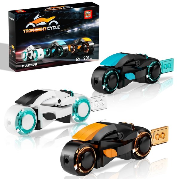 AobiKSEY TRON Legacy Building Set, Tron Light Cycle Collectible Toy Motorcycle Building Block Set Toy for TRON Fans and Kids Age 3+ Years Old (201 Pieces)…