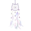 Pretty Jolly Purple Cat Kids Dream Catcher Wall Decor Pompom Feather Baby Dreamcatcher Handmade Children Dream Catcher Home Décor Wall Hanging for Nursery Bedroom Boys Girls Birthday Gift-25.6in