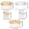5 Pieces Leaf Hair Side Combs Gold Silver Rhinestone Hair Comb Clips with Teeth Combs for Wedding Hair Accessories for Women, Girls, Bride, Bridesmaid (Gold, Silver)