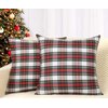 4TH Emotion Set of 2 Christmas Scottish Tartan Plaid Throw Pillow Covers Cushion Case Polyester for Farmhouse Home Decor Red and White, 18 x 18 Inches
