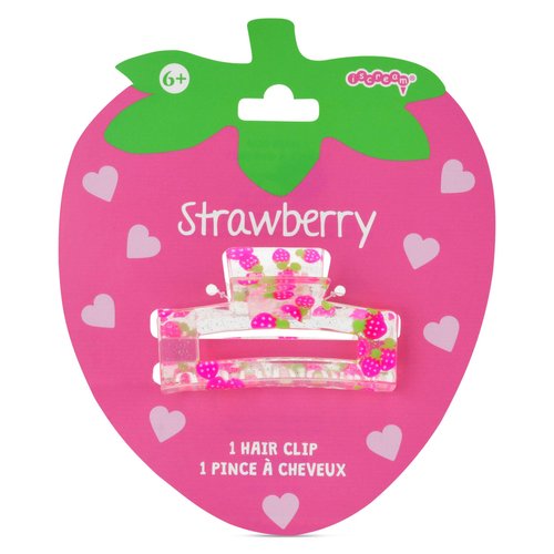 iscream 3&quot; Sweet Strawberry Claw Hair Clip - Clear with Glitter