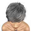 Wiginway Short Straight Wigs 6 inches Pixie Cut with Bangs Layered Synthetic Wigs for Women (Black Mixed Gray)