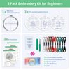 ETSPIL 3 Sets Embroidery kit for Beginners Adults，Learn 33 Different Stitches DIY Kits ，Includes Stamped Flower Pattern, Hoop, Color Threads,Tools,Easy to Follow Instruction & Video… (Simple B)