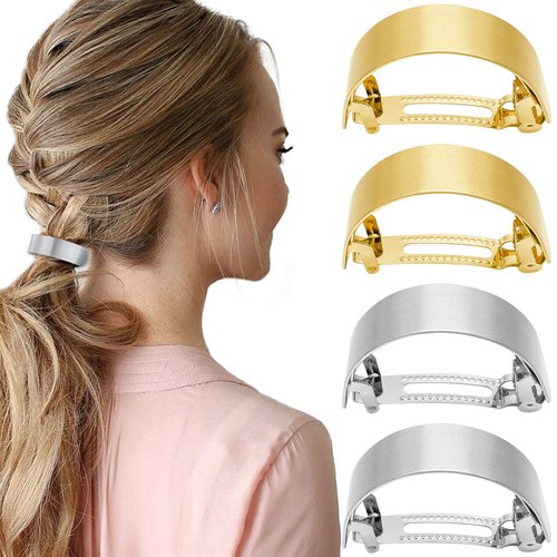 4 Pcs Metal Ponytail Holder Hair Clips Hair Cuffs French Hair Barrettes Retro Hair Clamps Grips S...
