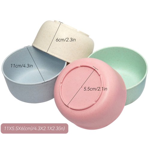 Old Tjikko Snack Bowls,Set of 4 Rice Bowls,100% BPA-Free Wheat Straw Fiber Snack Bowls,Eco-friendly Safe Kitchen Bowl for Children Adult Support Microwave(14 oz-4pack)