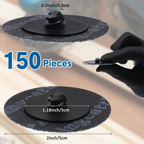Nuenen 150 Pcs Sanding Discs Die Grinder Sanding Discs 2 Inch Grinding Disc for Surface Finish Grind Polish Burr Rust Paint Removal Use with Die Grinder (36/60/80 Grit)