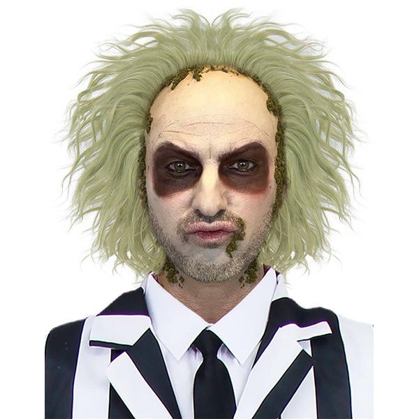 Ruina Wigs for Costume Men with Makeup Set Green Wig for Scary Halloween Costume Men Cute Wavy Short Green Wigs for Halloween Costume Cosplay R057
