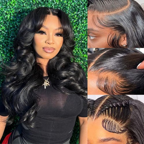 Qunali Body Wave Lace Front Wigs Human Hair 13x4 HD Lace Front Wigs Human Hair 180% Density Wigs For Women Lace Frontal Glueless Wigs Human Hair Pre Plucked With Baby Hair 20inch