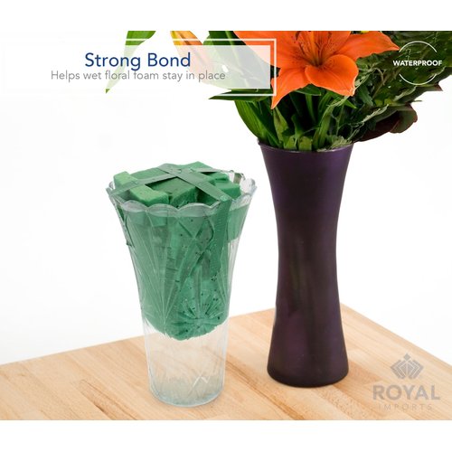 Royal Imports Floral Tape Green, Flower Stem Wrap Adhesive Waterproof Florist Tape for Decorative Bouquets Arranging and Crafts - 0.25" (60 Yd/180Ft) - 1 Roll