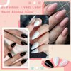 Bellelfin 240pcs Short Press on Nails Black Full Cover Short Almond Fake Nails, Thick Acrylic Nails Press Ons 12Sizes False Nails with Glue for Women Girls Fingernails Design