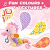AWOTOY Baby Toys 0 to 12 Months, Musical Stuffed Animal Activity Soft Toys with Multi-Sensory Crinkle, Rattle and Textures,Infant Tummy Time Toys for Newborn Girls, Seahorse, Pink
