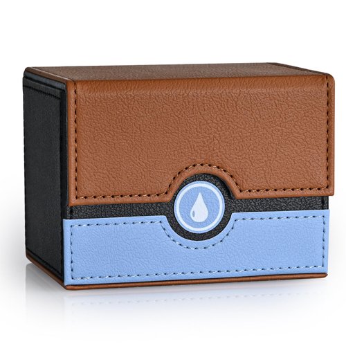Infinity Guard Card Deck Box for PTCG MTG Fits 120+ Sleeved Cards, Magic Commander Card Storage Box for TCG CCG Games Cards (Brown&Blue)