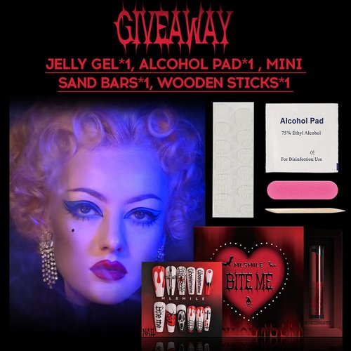 Tiejdhr 4 Set Matte Soft Mist Halloween Vampire Lipstick Powder, Nail Slice, Fakeblood, Two Tone Eyeshadow for Sports Halloween Birthday Party Clown Makeup Sets (Set A)