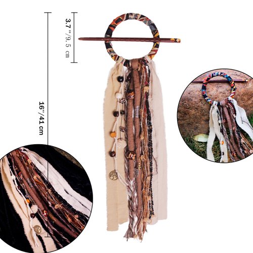 Dreadlock Hair Ties Dreadlock Accessories Dread Ties Loc Jewelry Dread Hair Clips Loc Ponytail Holders for Women and Men Dread Wrap for Dreads Braids Curls (3.5 inch / 9cm, Khaki)