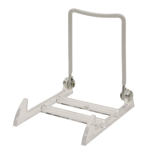 Gibson Holders 12-Pack 1PL Small Display Stand for Plates, Platters, Kitchenware, Artwork, Frames, & More - Clear Base/White Wire