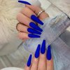 Funyrich Long Coffin Press on Nails Blue Artificial Fake Nails Ballerina Matte Full Cover False Nail for Women and Girls (24 Pcs)
