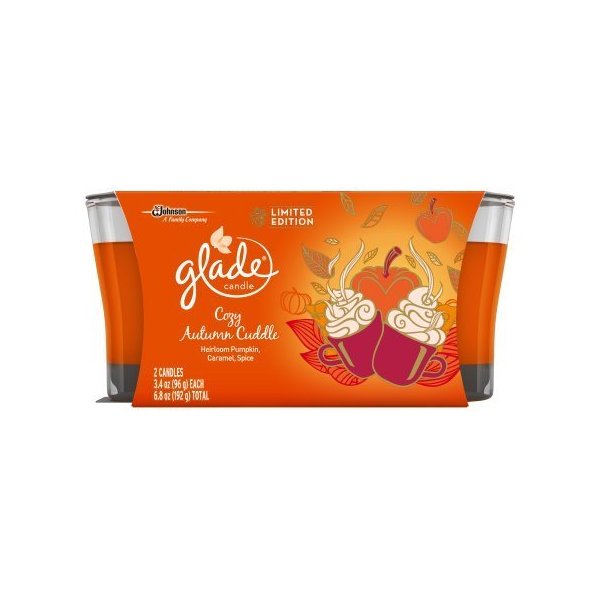 Glade Glade Jar Candle Air Freshener, Cozy Autumn Cuddle, 2 Candles, 6.8 Ounce, 6.8 Ounce