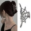 Halloween Hair Claw Clips Hair Claw for Women 1Pcs Web Hair Claw Clips for Thick Hair Silver Hair Clips Hair Clips Metal Hair Clips Silver Web Designs Halloween Clips Cute Hair Clips Accessories