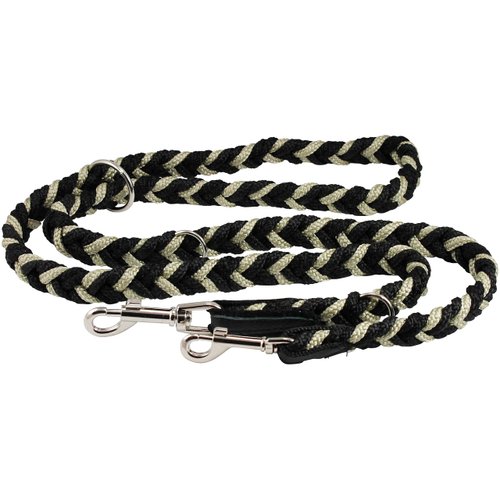 Dogs My Love 6 Way European Multifunctional Braided Dog Leash, Adjustable Schutzhund Lead 42"-68" Long 4 Sizes Beige (Medium: 3/4" Wide)