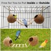 Tfwadmx Natural Coconut Hide with Ladder Perches Hanging Bird House Toy for Cage Parrot Breeding Nest for Gecko Parakeet Lovebird Finch Hamster