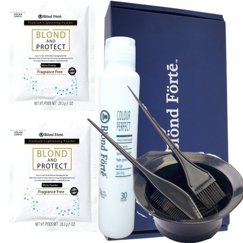 Blond Forte Blond And Protect DIY Hair Lightening Kit 8+ Level Hair Bleach Lightening Kit Combo -...