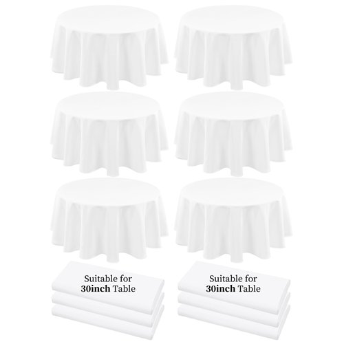 YMHPRIDE 6 Pack Polyester Round Tablecloth 70 inch White Table Cloths for 30inch Tables Polyester Cloth Round Tablecloths Washable Tablecloth for Party,Wedding Reception,Restaurant Banquet,BBQ,Dinner