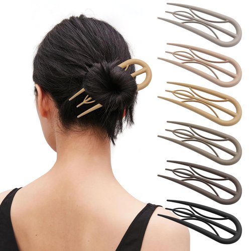 6PCS French Hair Pins for Women, French Pins for Thick, Fine & Long Hair Strong Durable, U Shaped Hair Pins for Buns, Hair Styling Accessories Neutral Color Christmas Gifts Holiday