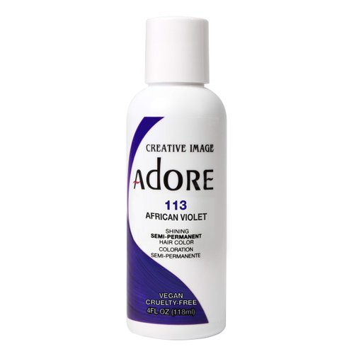 Adore Semi Permanent Hair Color - Vegan and Cruelty-Free Hair Dye - 4 Fl Oz - 113 African Violet (Pack of 2)