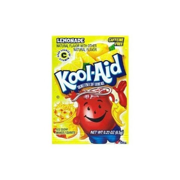 Kool-Aid Soft Drink Mix - Lemonade Unsweetened, Caffeine Free, 0.23 oz/envelope (Pack of 15)