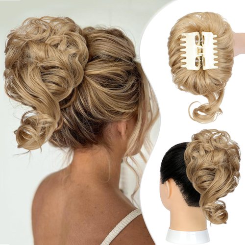 Wodelanle Claw Clip Messy Hair Bun Hair Piece for Women Wavy Curly Chignon Hair Buns Claw Clip Po...