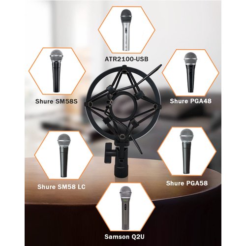 Microphone Shock Mount Mic Holder For Samson Q2U Shure SM58 ATR2100-USB Behringer Xm8500, Mic Clip Holder Mount for Diameter 28mm-32mm Dynamic Microphone Like AT2005-USB Shure PGA48 PGA58, Boseen