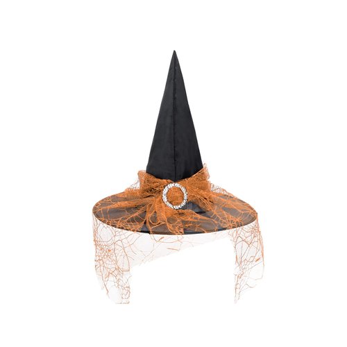 Century Star Kids Witch Hat Girls Lace Halloween Hat for kids Youth Teens Halloween Decorations Party Cosplay 2Pcs Orange & Purple S