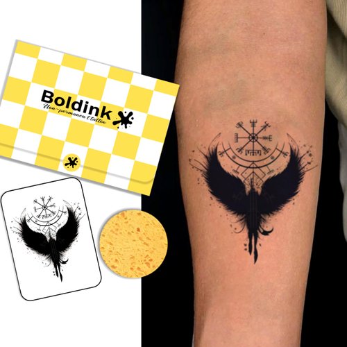 Boldink Temporary Tattoos, semi permanent tattoos, 15-day long lasting tattoo sticker, waterproof and anti-reflective, unique design（Ancient Symbols 1）