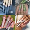 AddFavor 600pcs XXXL Clear Nail Tips Extra Long 3XL Half Cover Straight Square Fake Nails No C Curve Professional Acrylic False Nail Tips for Salons & Home DIY, 12 Sizes