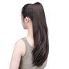 SYXLCYGG Dark Brown Clip in Ponytail Yaki Straight Claw Clip Ponytails 22" 5.5 OZ Synthetic Fake Hair pieces For Women Like Real Hair Fluffy¬ Tangled