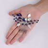 YERTTER Wedding Crystal Leaf Bridal Hair Comb Clip Pearl Wedding Hair Accessories for Bride Bridesmaid Flower Girls (Blue)