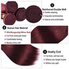 8A Brazilian Virgin Hair 99j Burgundy Straight Hair Weaves Bundle Free Part Red Wine Color 100% Unprocessed Human Hair Weft Weaves (24 INCH)…