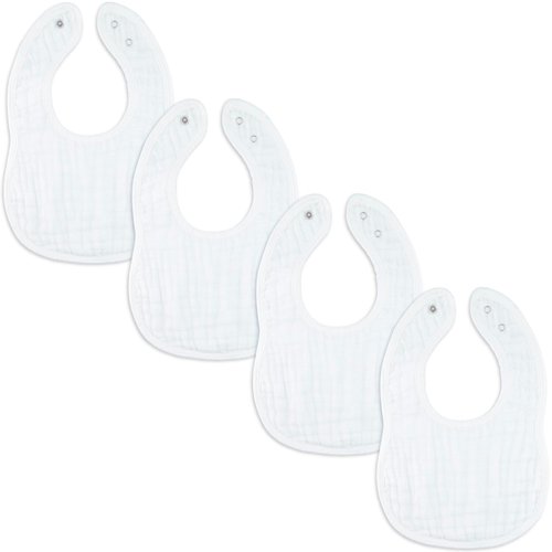 Comfy Cubs Muslin Baby Bibs, Drool Bibs 4 Pack, 100% Cotton Adjustable Size with Easy Snaps, Teething & Drooling Soft and Absorbent, Washable and Reusable