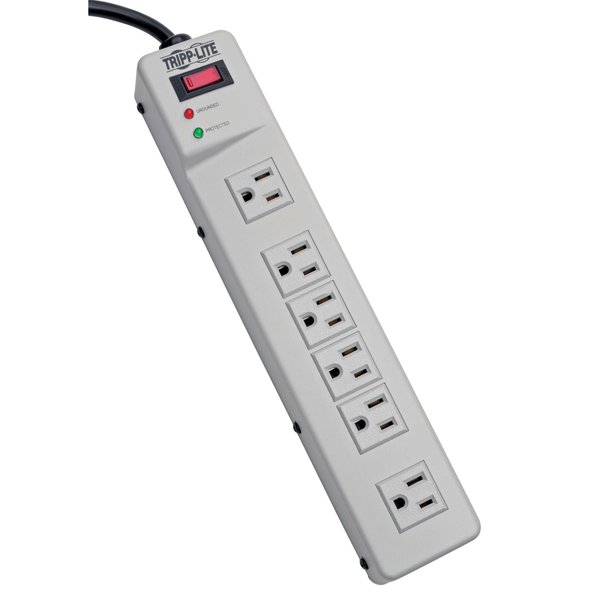 Tripp Lite 6 Right Angle Outlet Surge Protector Power Strip, 6ft Cord, Metal, TLM626, White