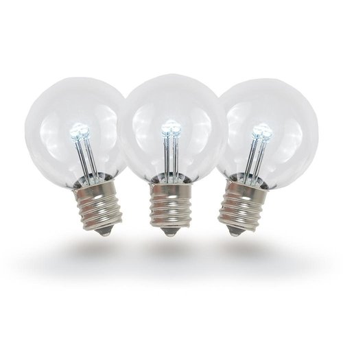 Novelty Lights G30 LED Decorative Bulbs for Outdoor Lights, Patio Decor LED Bulbs with E12 Screw Base, Pure White, String Lights (25 Pack)