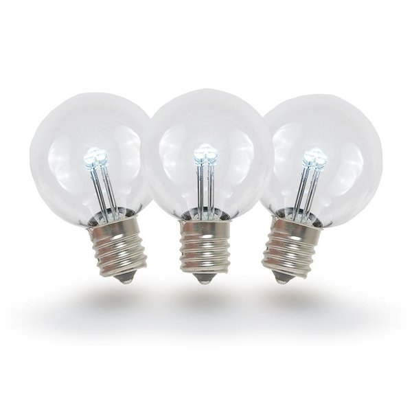 Novelty Lights G30 LED Decorative Bulbs for Outdoor Lights, Patio Decor LED Bulbs with E12 Screw Base, Pure White, String Lights (25 Pack)
